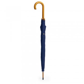 RPET automatic umbrella, 8 panels, manual closing system, metal ribs, wooden shaft and handle, velcro closing AIV0763-04