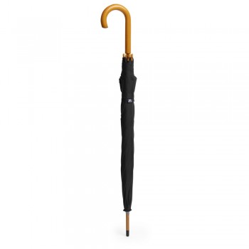 RPET automatic umbrella, 8 panels, manual closing system, metal ribs, wooden shaft and handle, velcro closing AIV0763-03