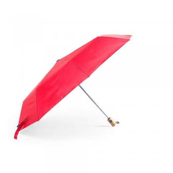 RPET automatic umbrella, windproof, foldable, 8 panels, wooden handle AIV8294-05