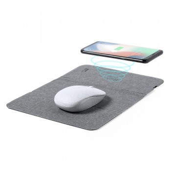 Mouse pad made from polyester RPET, wireless charger 10W, works with mobile phones with inductive charging function, cable type C included AIV8322-15