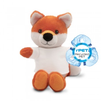 Fox with white T-shirt suitable for printing (T-shirt packed separately), made of plush from recycled PET bottles, GRS (Global RecycIed Standard) certificate AIHE792-07