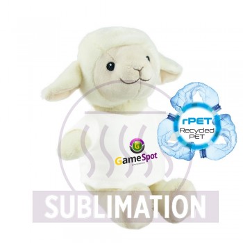 Sheep with white T-shirt suitable for printing (T-shirt packed separately), made of plush from recycled PET bottles, GRS (Global RecycIed Standard) certificate AIHE794-20