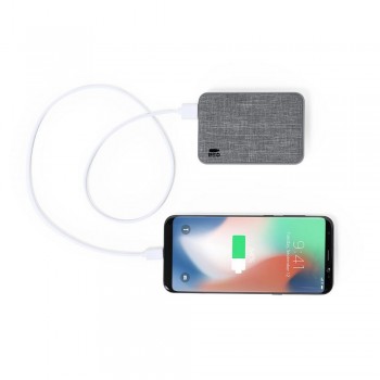 Power bank 5000 mAh made from polyester RPET, 2 USB and 1 type C outputs, micro USB and type C input AIV8321-15