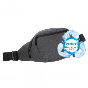 BRIGHT waist bag, made from RPET, GRS (Global RecycIed Standard) certificate, 1 main compartment and 1 front pocket with zipper, wide and adjustable waist belt, solid buckle, min. circ. approx. 87,5 cm, max. circ. approx. 122,5 cm AIV0852-19