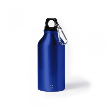 Recycled aluminium sports bottle 400 ml with carabiner clip