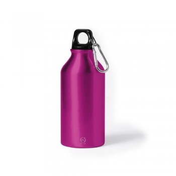 Recycled aluminium sports bottle 400 ml with carabiner clip