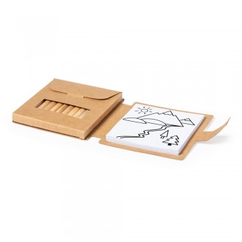 Drawing set made from recycled cardboard, 12 coloured pencils and 36 sheets for colouring included AIV1009-00