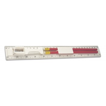 Ruler 30 cm/12 inch with 2 pencils, pencil sharpener and eraser AIV6125-02
