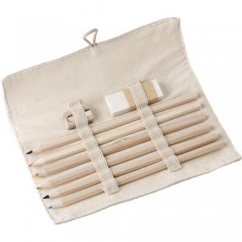 School set in pouch, 6 coloured pencils, sharpener, eraser AIV7378-25
