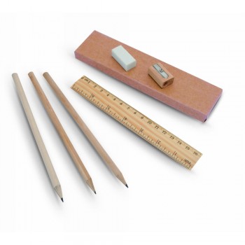 School set in box with 3 pencils, eraser, pencil sharpener and ruler (20 cm) AIV7662-00