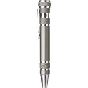 Pen shaped screwdriver with 4 flat head and 4 Philips screwdriver bits, with clip AIV5090/A-19