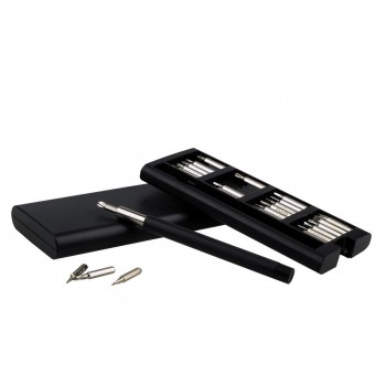 Screwdriver set, 24 bits in magnetic case with push open/close system, handle with magnet to hold bits in place AIV0074-03