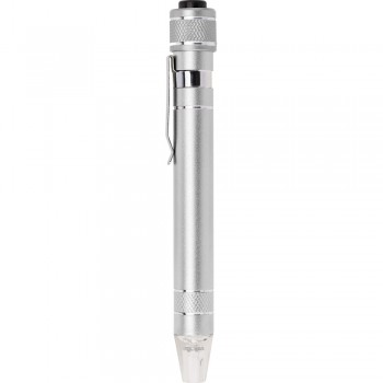 Pen shaped screwdriver set with light, includes 3 flat head and 3 Philips screw parts AIV5764-32