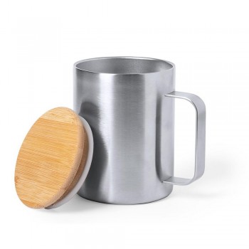 Thermo mug 350 ml with bamboo lid, double walled, thermal insulation scale: 2 AIV9384-32