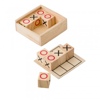 Tic Tac Toe game with game field printed on lid, in wooden box AIV8082-00