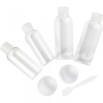 Travel set in transparent container including 2 bottles 100 ml, 2 bottles 50 ml, 2 containers 10 ml, 1 spatula AIV8976-00