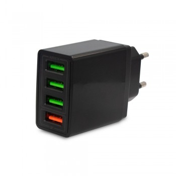 USB wall charger with 4 USB outputs: 15/10/10/10W (45W total max.), output 1: 5V/2A (max), 9V/1.5A (max), 12V/1.2A (max), outputs 2-4: 5V/2A (max) AIV0195-03