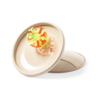 Beach game, made from wheat straw, 1 ball with suction cups and 2 holders to catch it with AIV1007-00