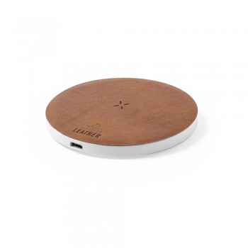 Wireless charger 15W with recycled leather detail, works with mobile phones with inductive charging function, USB type C input, USB type C cable included AIV1136-16