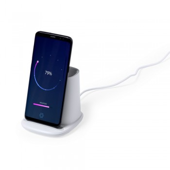 Wireless charger 5W, works with mobile phones with inductive charging function, USB 2.0 hub, 2 outputs USB 2000 mA, USB type C input 5V/2A, pen holder, phone stand, USB type C cable included AIV0145-02