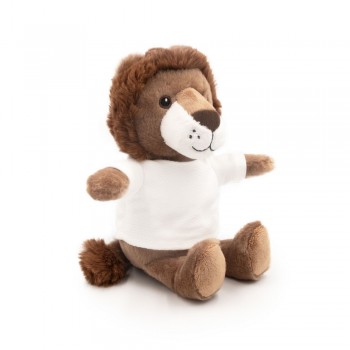 Lion with white T-shirt suitable for printing (T-shirt packed separately), made of plush from recycled PET bottles, GRS (Global RecycIed Standard) certificate AIHE790-16
