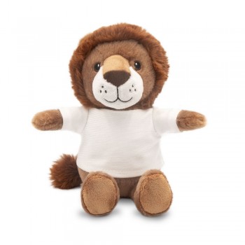 Lion with white T-shirt suitable for printing (T-shirt packed separately), made of plush from recycled PET bottles, GRS (Global RecycIed Standard) certificate AIHE790-16