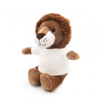Lion with white T-shirt suitable for printing (T-shirt packed separately), made of plush from recycled PET bottles, GRS (Global RecycIed Standard) certificate AIHE790-16
