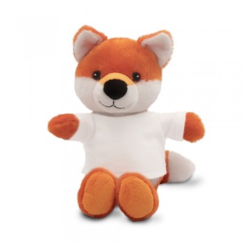 Fox with white T-shirt suitable for printing (T-shirt packed separately), made of plush from recycled PET bottles, GRS (Global RecycIed Standard) certificate AIHE792-07
