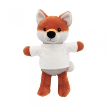 Fox with white T-shirt suitable for printing (T-shirt packed separately), made of plush from recycled PET bottles, GRS (Global RecycIed Standard) certificate AIHE792-07