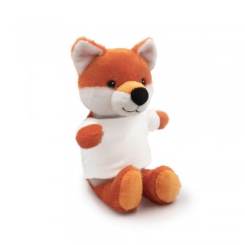 Fox with white T-shirt suitable for printing (T-shirt packed separately), made of plush from recycled PET bottles, GRS (Global RecycIed Standard) certificate AIHE792-07
