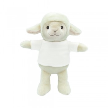 Sheep with white T-shirt suitable for printing (T-shirt packed separately), made of plush from recycled PET bottles, GRS (Global RecycIed Standard) certificate AIHE794-20