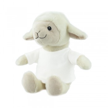 Sheep with white T-shirt suitable for printing (T-shirt packed separately), made of plush from recycled PET bottles, GRS (Global RecycIed Standard) certificate AIHE794-20