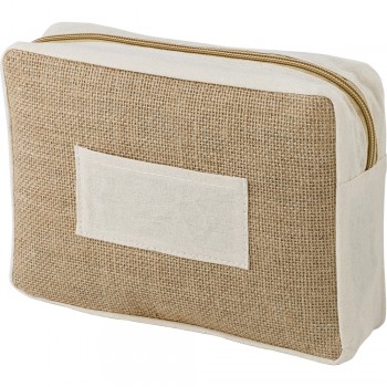Jute cosmetic bag, zipped main compartment AIV0035-16