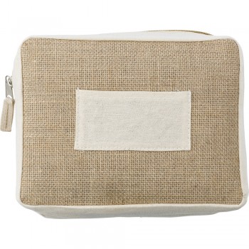 Jute cosmetic bag, zipped main compartment AIV0035-16