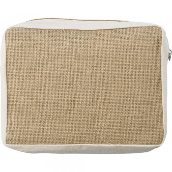 Jute cosmetic bag, zipped main compartment AIV0035-16