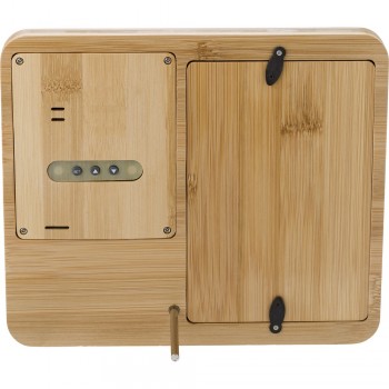 Bamboo weather station with photo frame, functions: clock, temperature, humidity AIV0039-16