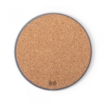 Wireless charger 5W with wheat straw and cork details, works with mobile phones with inductive charging function, micro USB input 5V/2A, micro USB cable included AIV0149-00