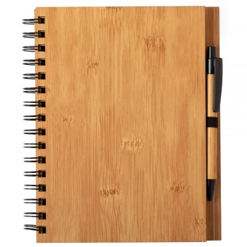 Bamboo notebook approx. A5 with ball pen Bamboo notebook approx. A5 with ball pen