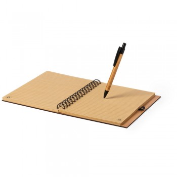 Bamboo notebook approx. A5 with ball pen Bamboo notebook approx. A5 with ball pen