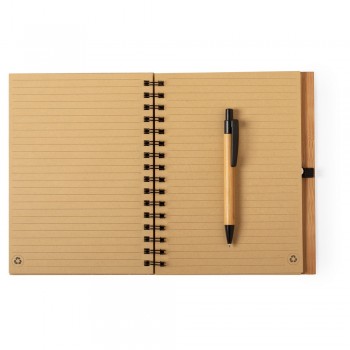 Bamboo notebook approx. A5 with ball pen Bamboo notebook approx. A5 with ball pen