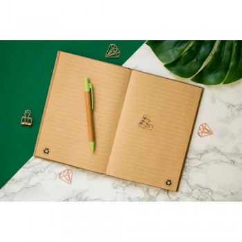 B'RIGHT notebook A5 | Hunt BRIGHT notebook A5 (64 lined sheets), pages made of kraft paper 80 g/m2, hard cover made from recycled cardboard, FSC certificate AIV0218-00