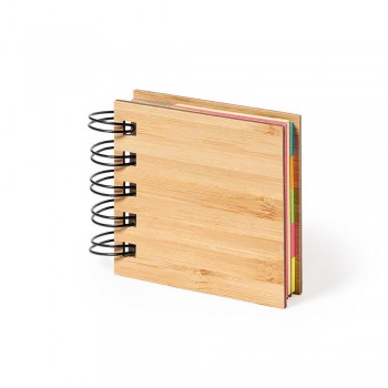 Memo holder with bamboo cover, sticky notes, 75 sticky notes 5 x 7,5 cm, 125 mini sticky notes 1,5 x 5 cm AIV0265-18