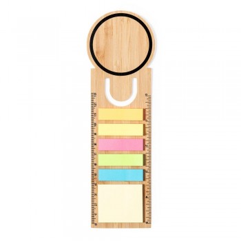 Bamboo memo holder, sticky notes, bookmark, ruler, notebook Bamboo memo holder, sticky notes, bookmark, ruler, 15 sticky notes 4 x 4,5 cm, 75 mini sticky notes 1,2 x 4,5 cm AIV0267-18