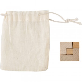 Wooden skill game in cotton drawstring bag AIV0293-16