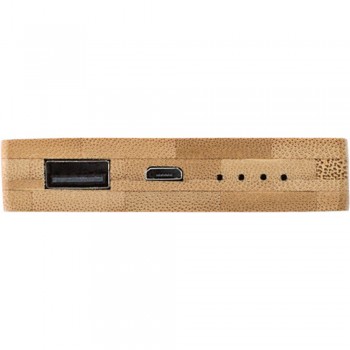 Bamboo Power bank 4000 mAh, 4 diodes indicating power level, 2 USB outputs, input DC 5V/1A, output DC 5V/1A, 3,7V, USB type C cable included AIV0339-16