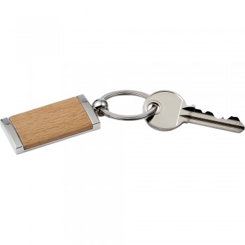 Rectangular keyring with beechwood element AIV0635-17
