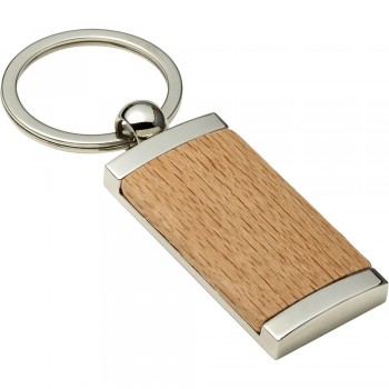 Rectangular keyring with beechwood element AIV0635-17