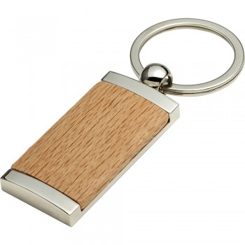 Rectangular keyring with beechwood element AIV0635-17