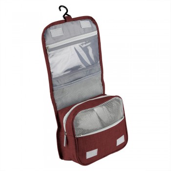 Cosmetic bag with numerous compartments, zipped main compartment, 1 mesh pocket, front and transparent pocket with zipper, hook for hanging included AIV0753-12