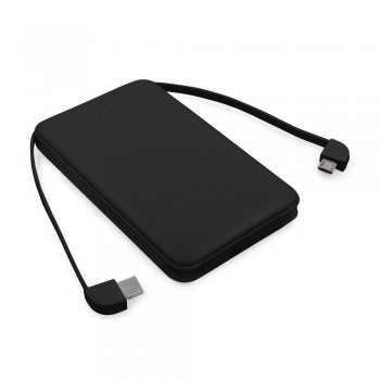 Power bank 5000 mAh with integrated cables, adapter included | Presley